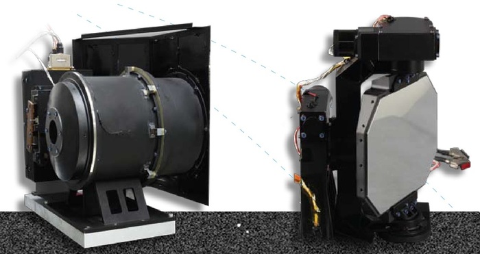 LUT Subsystems: telescope body (left) & mounting platform with two-axis gimbal - Image: CLEP