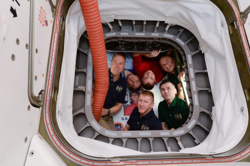 The Expedition 47 Crew is pictured inside Cygnus - Photo: NASA