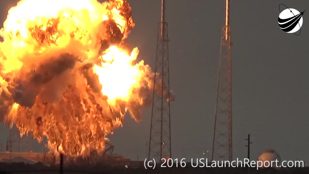 3.0 seconds after the initial event: Flaming propellant hits the pad floor