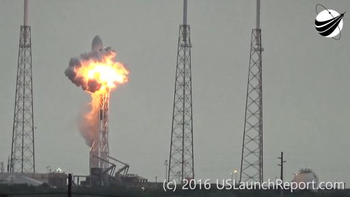 Initial deflagration around Falcon's second stage - Credit: U.S. Launch Report
