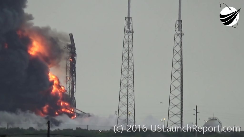 +60 Seconds: Flames and smoke billowing from the launch pad where a large accumulation of RP-1 and rocket debris continues burning for several minutes