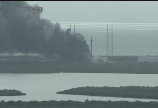 Smoke rises from Cape Canaveral's SLC-40 - Image: NASA KSC Webcam