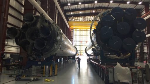 OG2 & SpX-8 Cores in the LC-39A HIF - Photo: SpaceX/Elon Musk