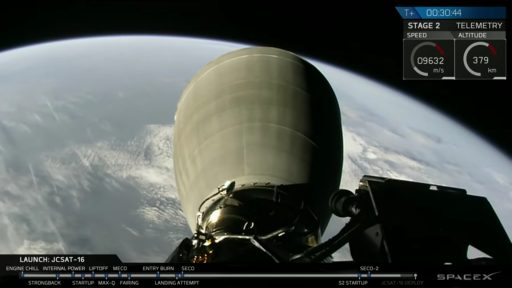 Falcon 9 Second Stage in Orbit after its successful launch - Photo: SpaceX