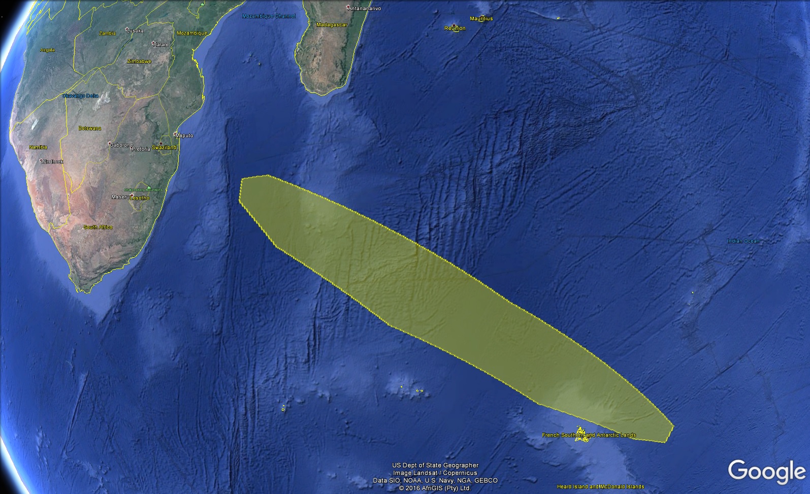 Stage 2 Impact Zone - Image: Google Earth / Spaceflight101