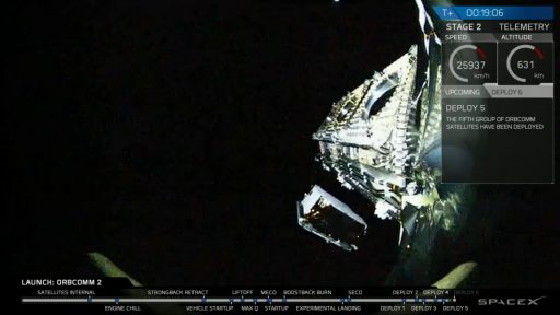 The last OG2 satellite departs the Falcon 9 Upper Stage - Credit: SpaceX Webcast