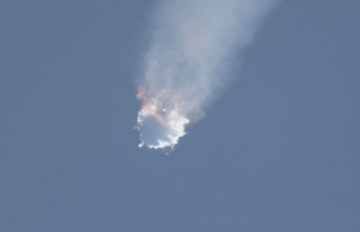 Falcon 9 disintegrates two minutes after lifting off with the Dragon SpX-7 spacecraft - Credit: NASA TV