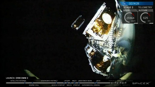 The first Pair of OG2 satellites separates from the launch vehicle adapter - Credit: SpaceX Webcast
