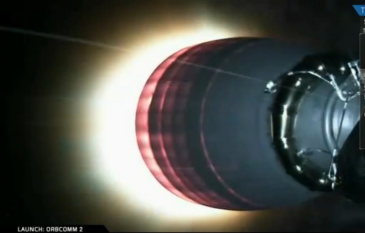 Falcon 9's Second Stage ignites in Monday's orbital delivery of 11 OG2 Satellites - Credit: SpaceX Webcast