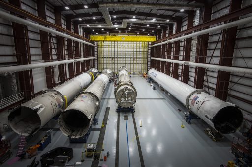 Rocket Hangar - SpaceX's first four recovered boosters - Photo: SpaceX