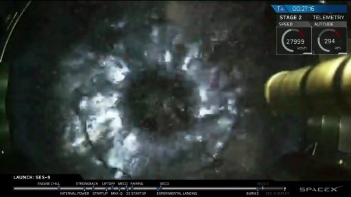 Inside the Stage 2 LOX Tank - Photo: SpaceX Webcast