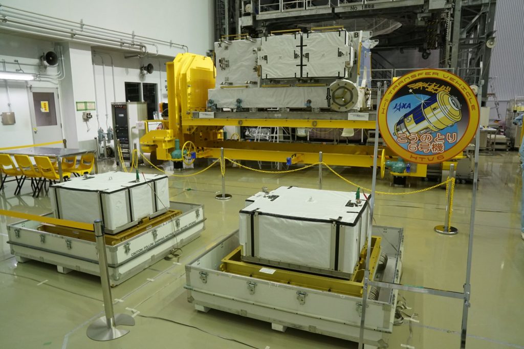 New Li-Ion Batteries, HTV Exposed Pallet in Background - Photo: NASA