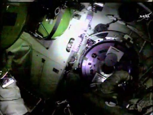 Inside the Pirs Airlock - Photo: NASA TV