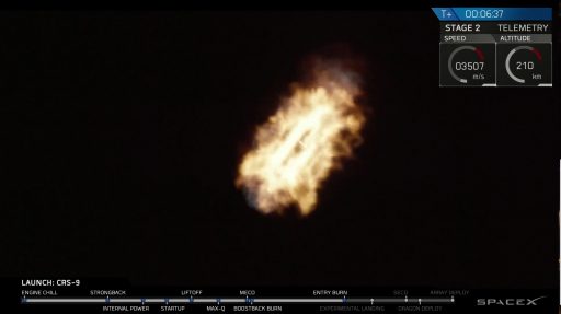 1st stage entry burn - Photo: SpaceX Webcast