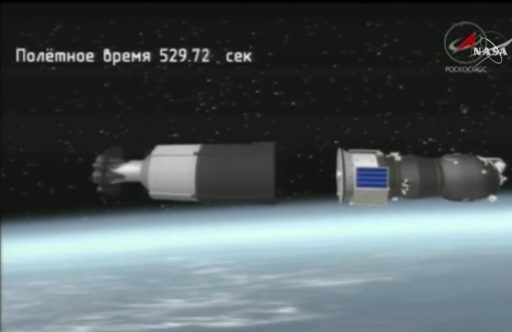 Animation of the expected Spacecraft Separation - Image: NASA TV/Roscosmos 