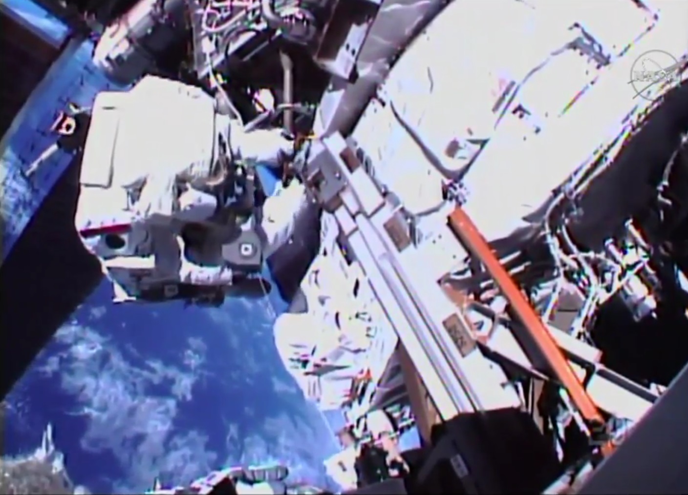 Iss Spacewalkers Hook Up New Space Station Batteries Blaze Through Bonus Task List