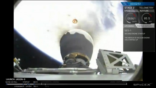 Stage Separation and MVac Ignition - Photo: SpaceX Webcast