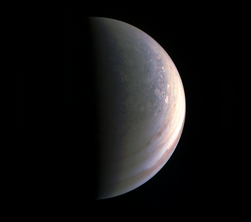 Jupiter's north pole seen during Juno's August 27 approach from a distance of around 195,000 Kilometers - Photo: NASA/JPL/Caltech/MSSS