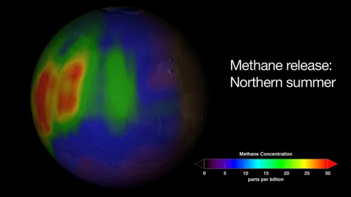 Martian Methane Release - 2003 - Image: NASA/GSFC