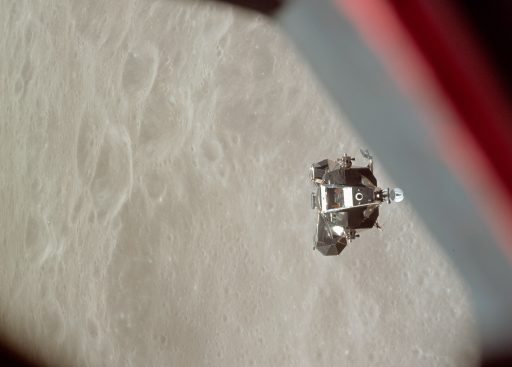 'Snoopy' in lunar orbit, prior to Re-Docking with the Apollo 10 Command Module - Credit: NASA
