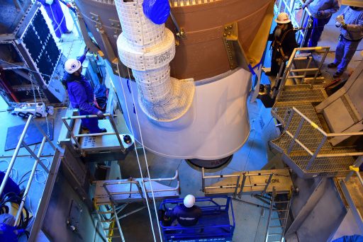 Business end of the Atlas V 401 rocket originally intended to launch NASA's Insight mission to Mars, now being re-purposed for WorldView-4 after Insight's multi-year launch delay. Photo: NASA Kennedy