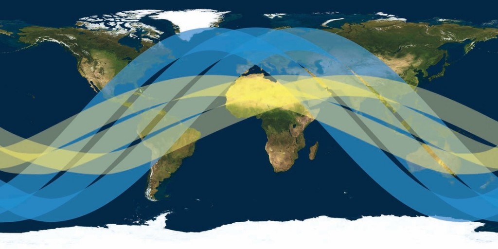 TRMM Orbit (Yellow) & GPM Orbit (Blue) - Image: NASA