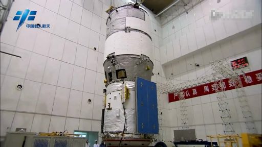 Tiangong-2 during final launch preparations - Photo: China Manned Space Engineering Office, via ChinaSpaceflight.com