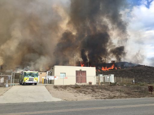Firefighters protecting the Liquid Nitrogen facility - Photo: San Luis Obispo Fire Department