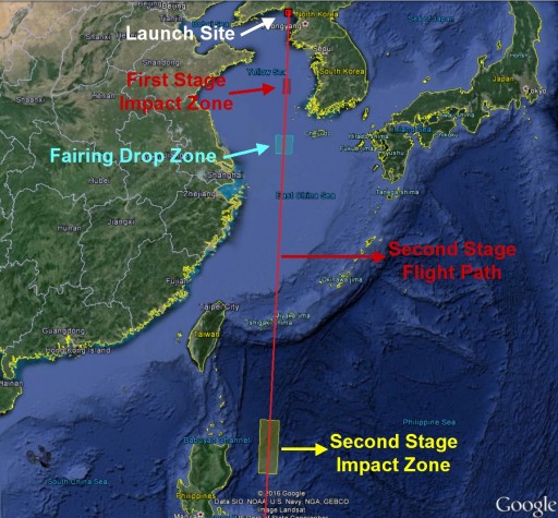 Navigational Warnings posted by North Korea ahead of the planned February 2016 Launch