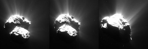 Comet plumes near perihelion in 2015 - Credit: ESA/Rosetta/MPS for OSIRIS Team MPS/UPD/LAM/IAA/SSO/INTA/UPM/DASP/IDA