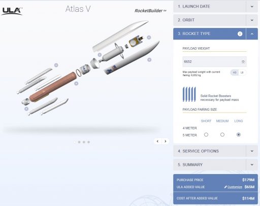 RocketBuilder User Interface - Credit: United Launch Alliance