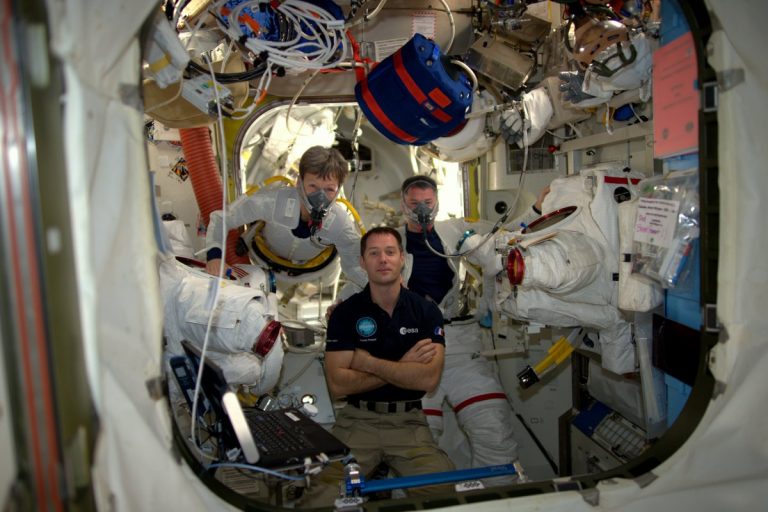 Veteran Spacewalkers Connect New Space Station Batteries Race Through Long Task List