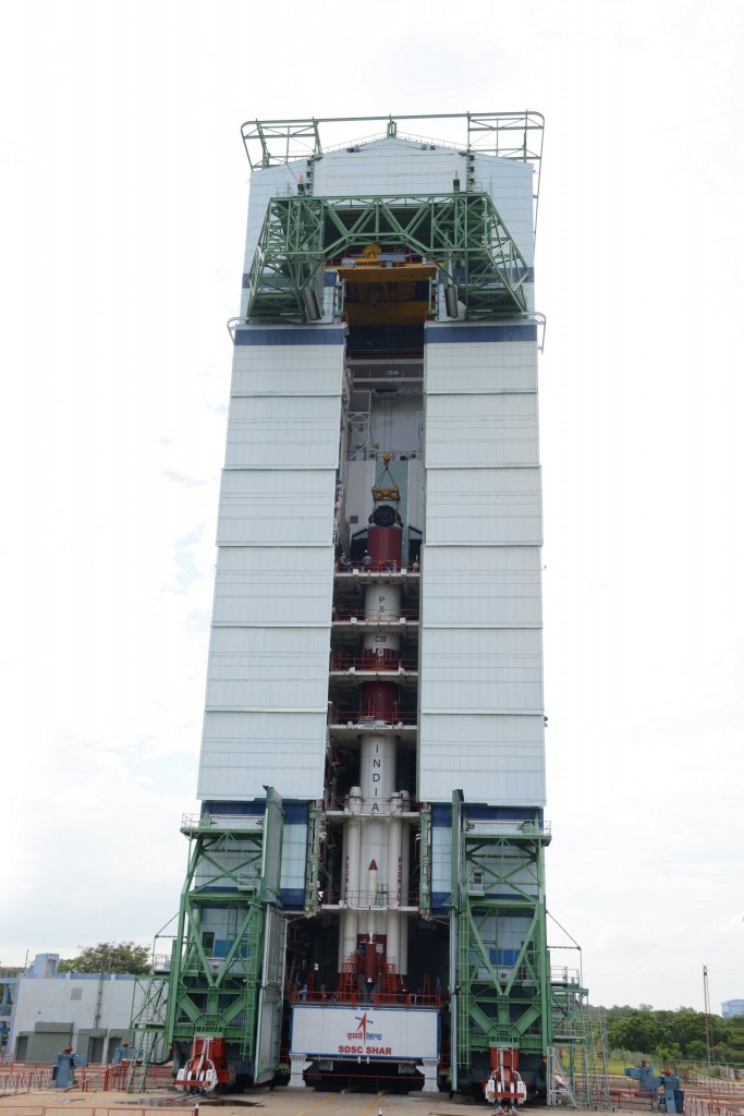 mobile-service-tower-containing-pslv-c30-integrated-upto-second-stage